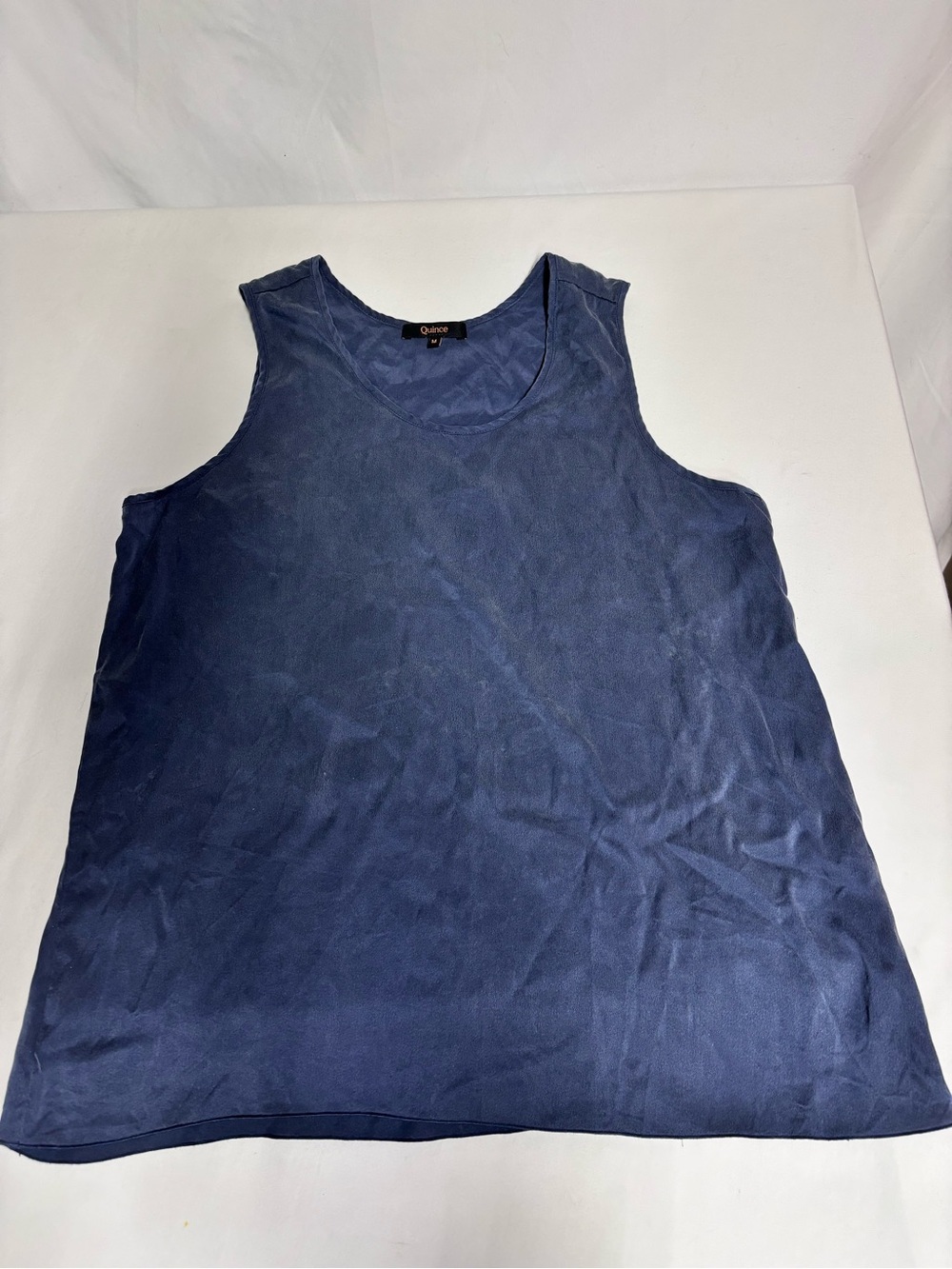 Quince 100% Washable Silk Pajama Tank Indigo Blue Size M